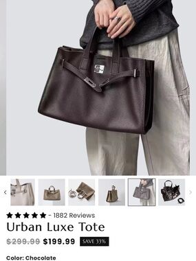 Reviona Chocolate Urban Luxe Leather Tote Bag